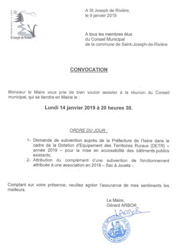 convocation au conseil municipal